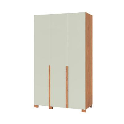 Guarda-Roupa Solteiro Afrodite 100% MDF 3 Portas 2 Gavetas Off White e Freijó