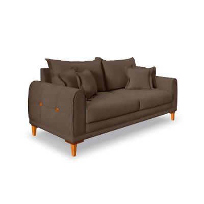 Sofá 2 Lugares Lisboa Veludo Marrom 160 cm