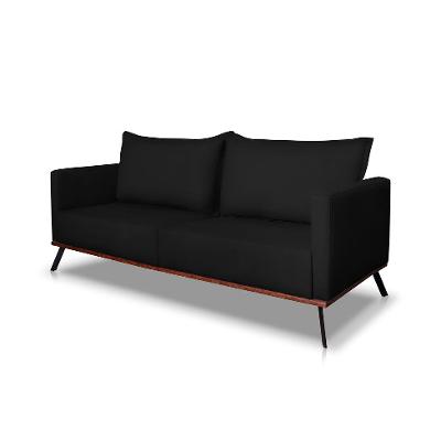 Sofá 2 Lugares Zeus Veludo Preto 160 cm