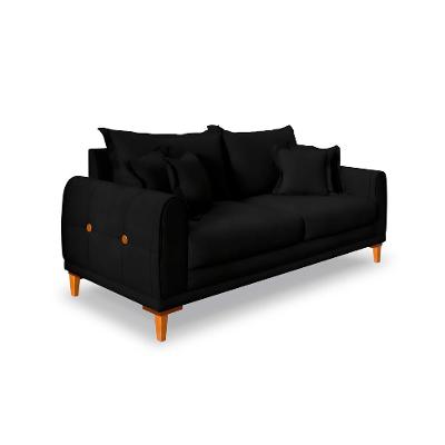 Sofá 3 Lugares Lisboa Veludo Preto 200 cm
