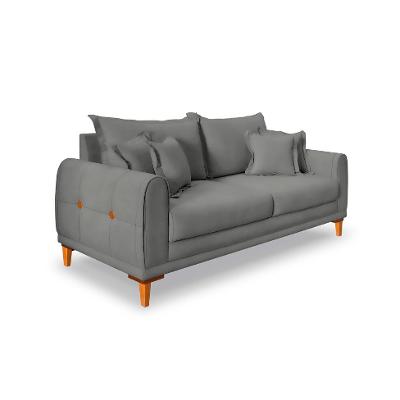 Sofá 3 Lugares Lisboa Veludo Cinza Chumbo 220 cm