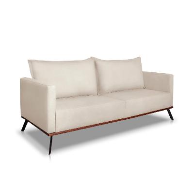 Sofá 3 Lugares Zeus Veludo Bege 220 cm
