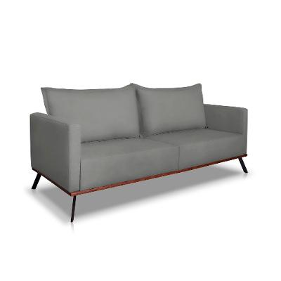 Sofá 3 Lugares Zeus Veludo Cinza Chumbo 200 cm
