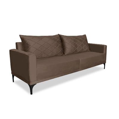 Sofá 3 Lugares Eros Veludo Marrom 180 cm
