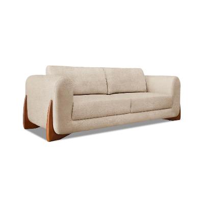 Sofá 3 Lugares Yves Bouclé Bege 200 cm