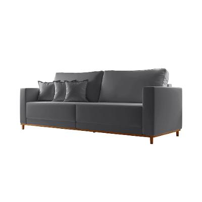 Sofá 3 Lugares Riviera Veludo Cinza 230 cm