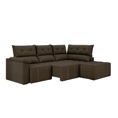 Sofá de Canto 3 Lugares Santorini Veludo Marrom 230 cm