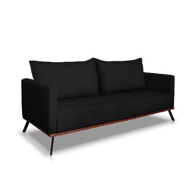 Sofá 3 Lugares Zeus Veludo Preto 200 cm