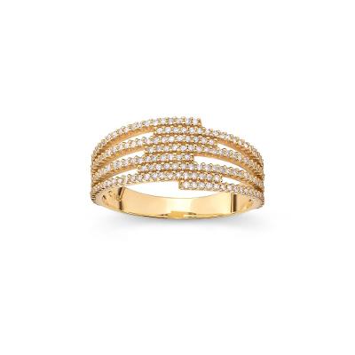 Anel Traços com Diamante em Ouro Amarelo 18k