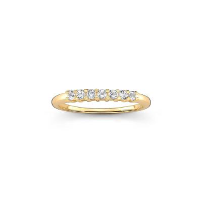 Anel Meia Aliança com Topázio em Prata 925 com Banho de Ouro Amarelo 18k