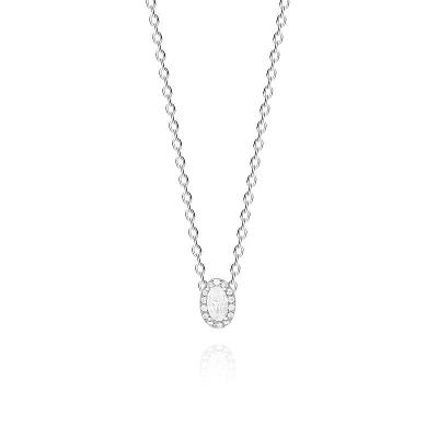 Colar Pedra Oval Cravejado em Prata 925