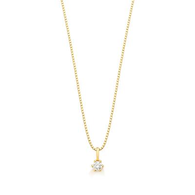 Pingente Solitário com 10 Pontos de Diamantes em Ouro Amarelo 18k