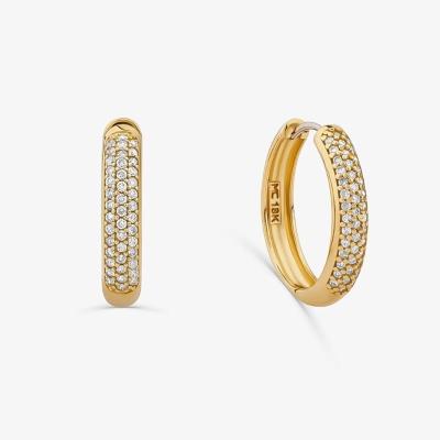 Brinco Argola com Diamante em Ouro Amarelo 18k