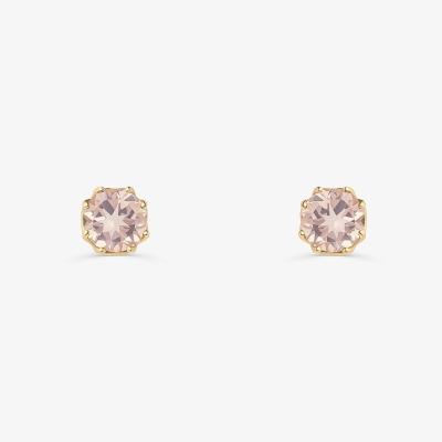 Brinco  com Quartzo Rosa em Ouro Amarelo 18k