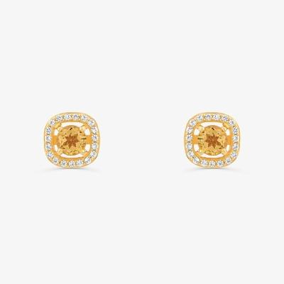Brinco com Citrino e Topázio em Prata 925 com Banho de Ouro Amarelo 18k