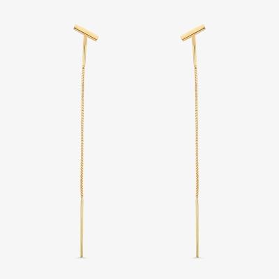 Brinco Longo em Prata 925 com Banho de Ouro Amarelo 18K