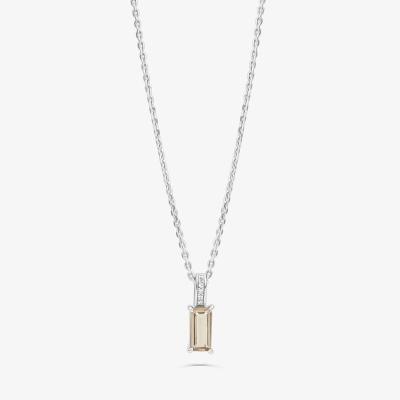 Colar com Quartzo Fumê e Safira em Prata 925