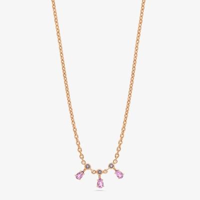 Colar com Rose de France e Iolita em Prata 925 com Banho de Ouro Rosé 18k