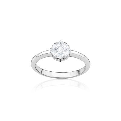 Anel com 41 Pontos de Diamantes em Ouro Branco 18k