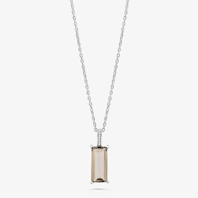 Colar com Quartzo Fumê e Safira em Prata 925