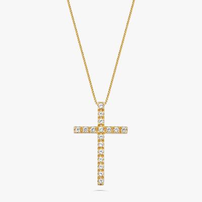 Pingente Cruz com Topázio em Prata 925 com Banho de Ouro Amarelo 18k