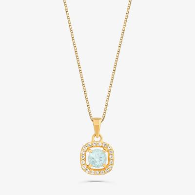Pingente com Topázio Azul e Topázio em Prata 925 com Banho de Ouro Amarelo 18k