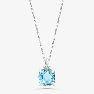 Pingente com Topázio Azul em Ouro Branco 18k