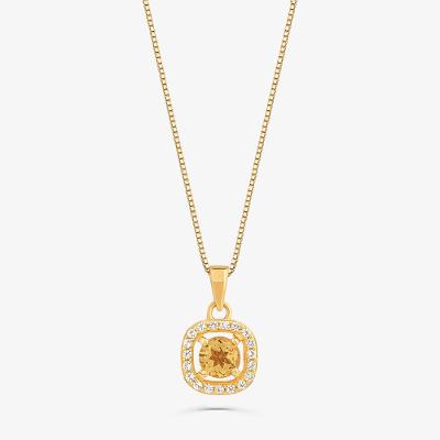 Pingente com Citrino e Topázio em Prata 925 com Banho de Ouro Amarelo 18k