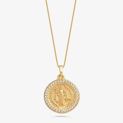Pingente São Bento em Prata 925 com banho de Ouro Amarelo 18k