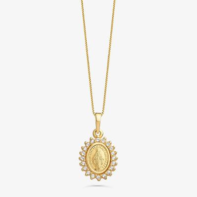 Pingente N. S. das Graças em Prata 925 com banho de Ouro Amarelo 18k