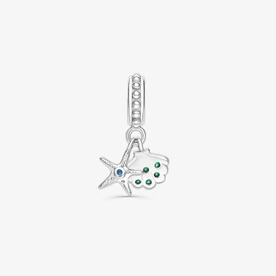 Charm Concha e Estrela do Mar Cravejado em Prata 925