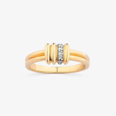 Anel Linhas com Topázio em Prata 925 com Banho de Ouro Amarelo 18k
