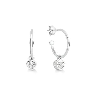 Argola Coração com Zircônia em Prata 925