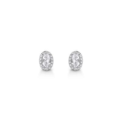 Brinco Oval com Zircônia em Prata 925