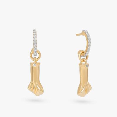 Argola Figa com Zircônias em Prata 925 com Banho de Ouro Amarelo 18k