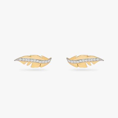 Brinco Pena com Zircônias em Prata 925 com Banho de Ouro Amarelo 18k