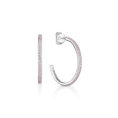 Argola Gloss com Zircônia Rosa 27mm