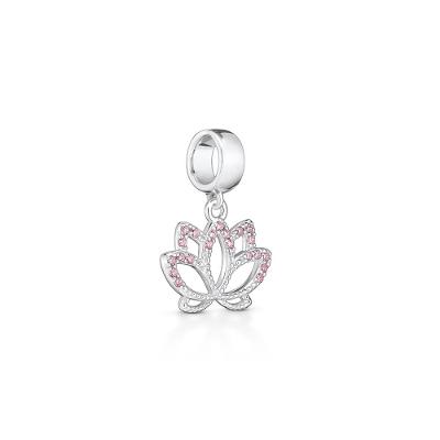 Charm Flor Cravejado em Prata 925