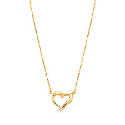 Colar Coração em Prata 925 com Banho de Ouro Amarelo 18k