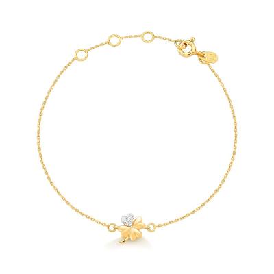 Pulseira Trevo com Zircônia em Prata 925 com Banho de Ouro amarelo 18k