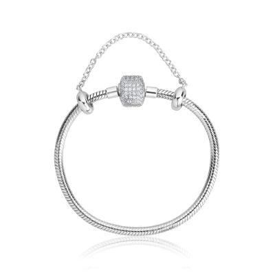Pulseira ável Em Prata 925 Com Fecho Tradicional Com Zircônia - 16,5 cm