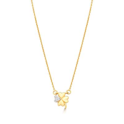 Colar Trevo com Zircônia em Prata 925 com Banho de Ouro amarelo 18k