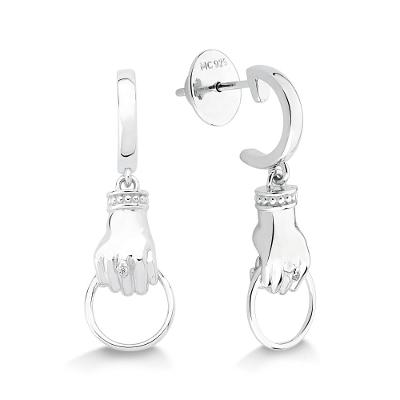 Argola Mão com Zircônia em Prata 925