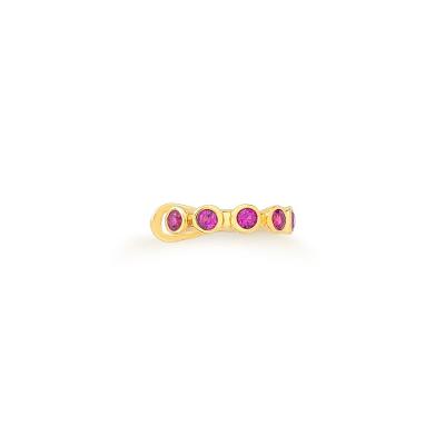 Piercing com Zircônia Rosa em Prata 925 com Banho de Ouro Amarelo 18k