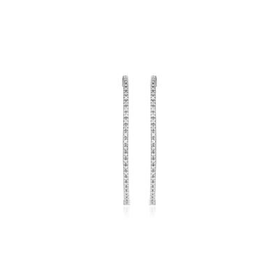 Brinco Argola com 28 Pontos de Diamantes com 44mm em Ouro Branco 18k