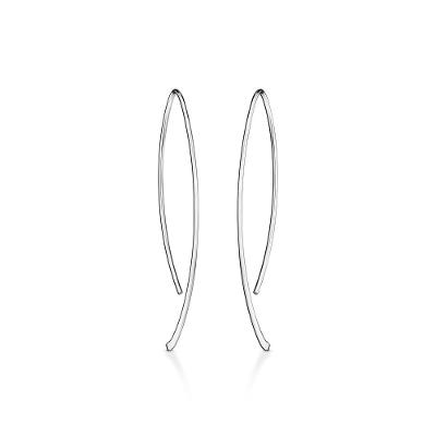 Brinco Argola Navete em Ouro Branco 18k -  46mm