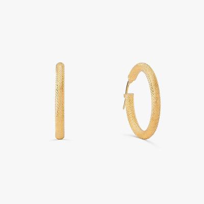 Brinco Argola Fio Redondo Texturizada em Ouro Amarelo 18k - 20 mm