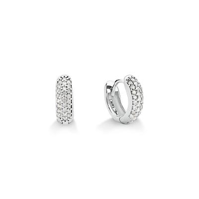 Brinco Argola com Diamante em Ouro Branco 18k
