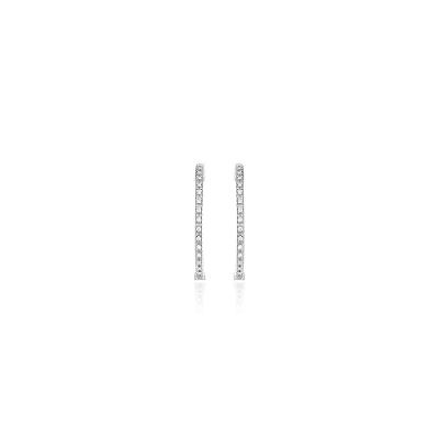 Brinco Argola com 16 Pontos de Diamantes com 26mm em Ouro Branco 18k