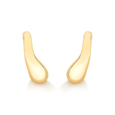 Brinco Arredondado Curvado em Prata 925 com Banho de Ouro Amarelo 18k